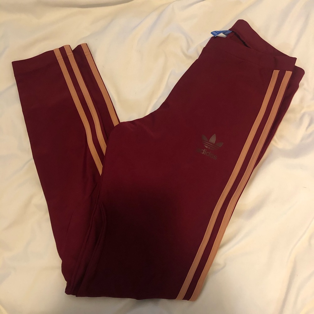 Adidas maroon leggings size small